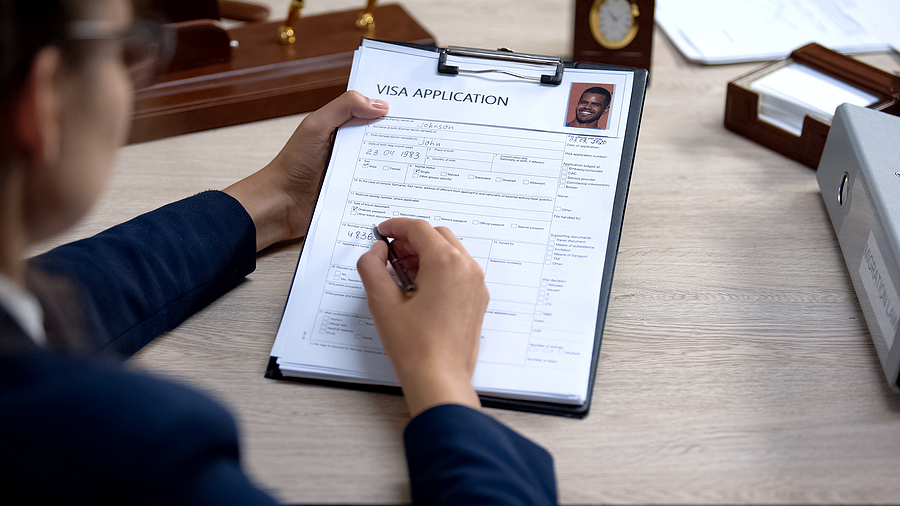 Visa & citizenship lawyer checking a document